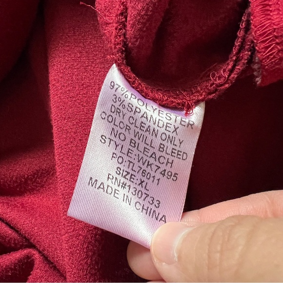 Umgee Red Faux Suede 3/4 Sleeve Blouse Women’s Size XL - Picture 3 of 8